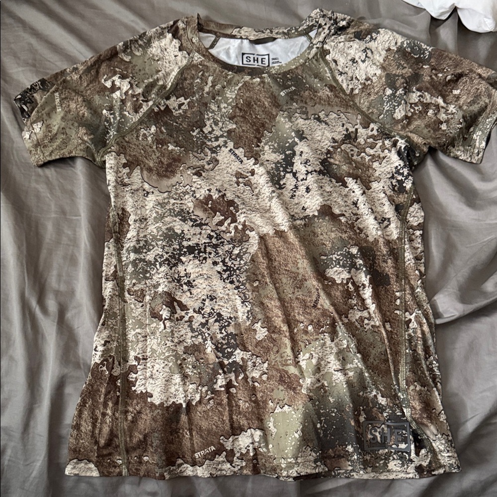 SHE Camo Short Sleeve Tee in Brown/Green